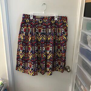 OBBUE Dresstore Pleated Skirt A-line Midi Skirts with African Print -  Size XXL